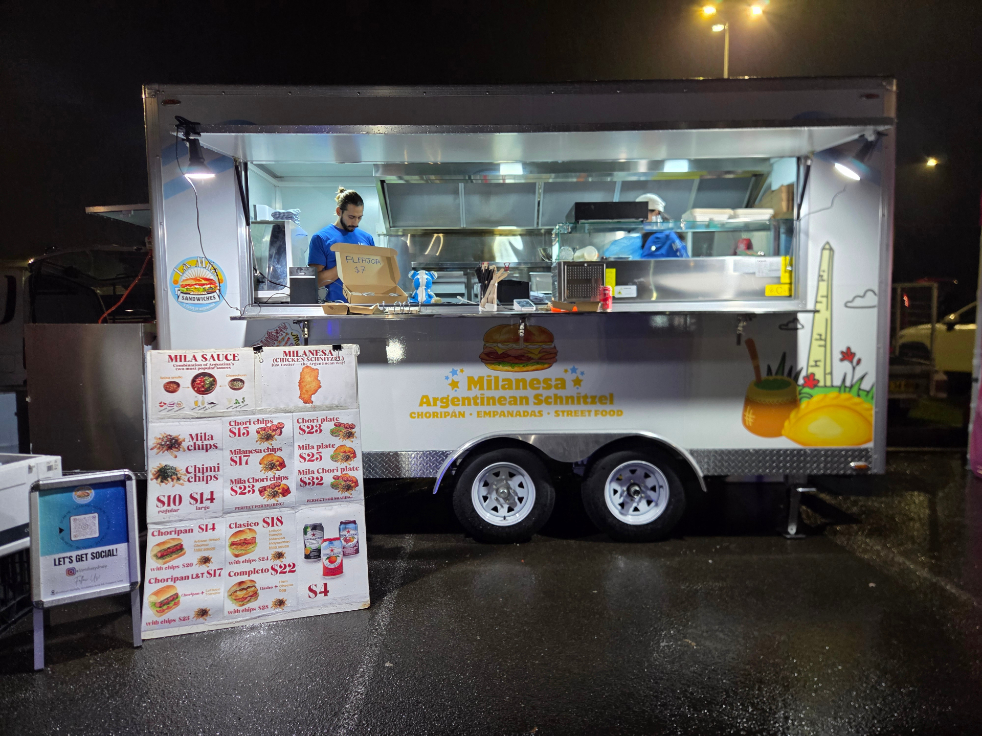 La Mila food trailer serving hot Argentine street food at an outdoor Sydney event