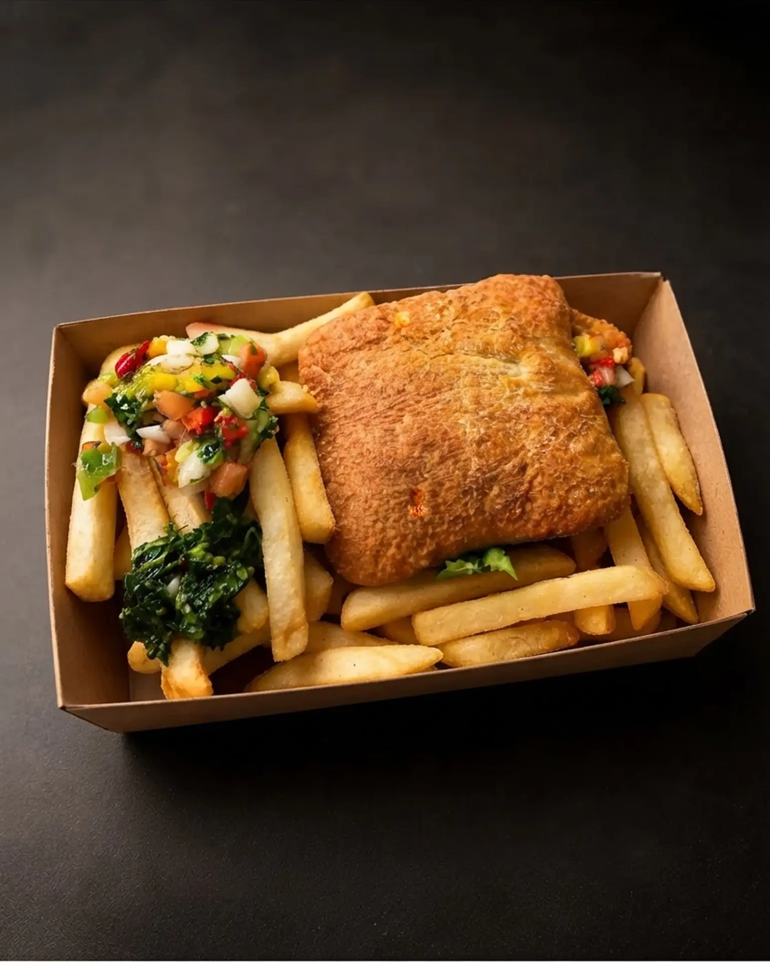 La Mila milanesa sandwich with golden chips, fresh salsa criolla and chimichurri