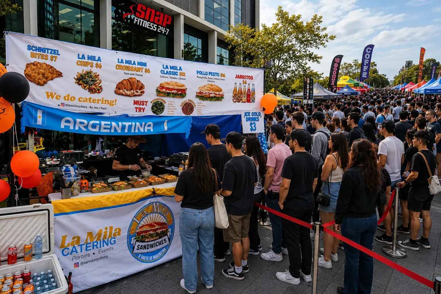 La Mila trailer milanesa sandwich at a Sydney public event